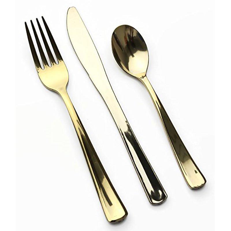 DM-2KFS Silver and Gold Plastic Cutlery