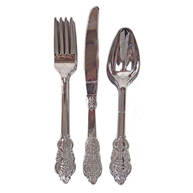 DM-6KFS Silver and Gold Plastic Cutlery