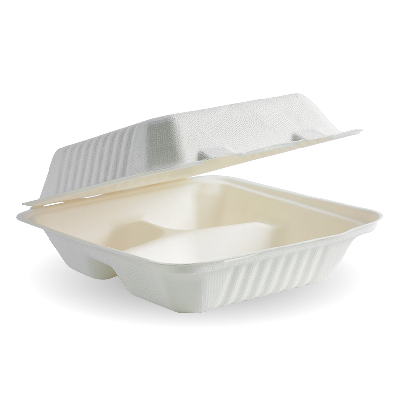 Biodegradable and Compostable Sugarcane Bagasse Hinged Container