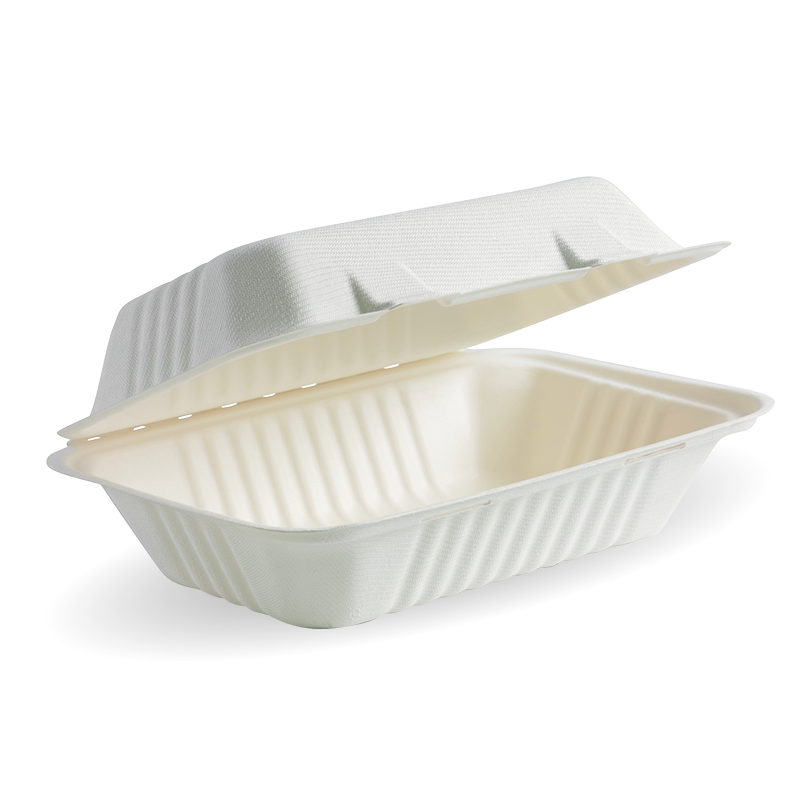 Biodegradable and Compostable Sugarcane Bagasse Hinged Container